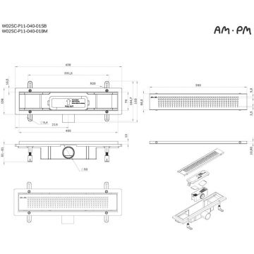 Трап для душа Am.Pm (Ам.Пм) PrimeFlow линейный универсальный затвор Cut Gradient 40см цвет сталь матовый W02SC-P11-040-01SB