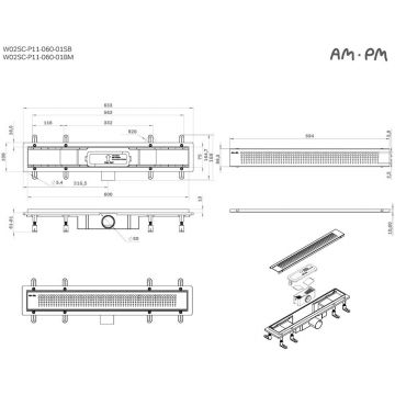 Трап для душа Am.Pm (Ам.Пм) PrimeFlow линейный универсальный затвор Cut Gradient 60см цвет сталь матовый W02SC-P11-060-01SB