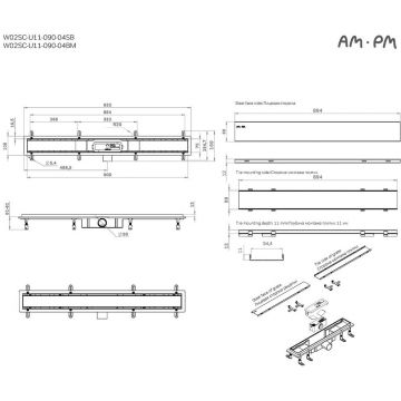 Трап для душа Am.Pm (Ам.Пм) PrimeFlow линейный универсальный затвор Tile 90см цвет черный матовый W02SC-U11-090-04BM