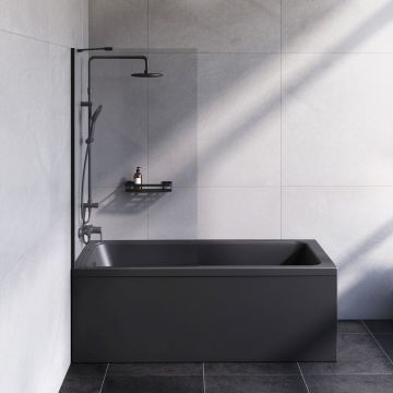 Душевая шторка Am.Pm (Ам.Пм) Gem на борт ванны 80х140, фиксированная, профиль черный, стекло прозрачное W90BS-080-140BT