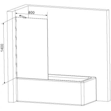 Душевая шторка Am.Pm (Ам.Пм) Gem на борт ванны 80х140, фиксированная, профиль хром, стекло прозрачное, W90BS-080-140CT