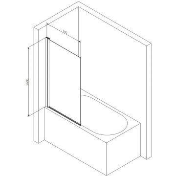 Душевая шторка Am.Pm (Ам.Пм) Gem на борт ванны 80х140, поворотная, профиль черный матовый, стекло прозрачное W90BS-D080-140BT