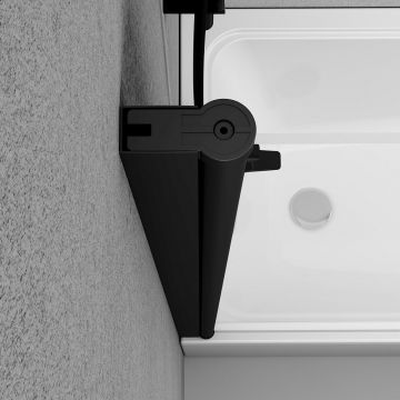 Душевая шторка Am.Pm (Ам.Пм) Gem на борт ванны 80х140, поворотная, профиль черный матовый, стекло прозрачное W90BS-D080-140BT