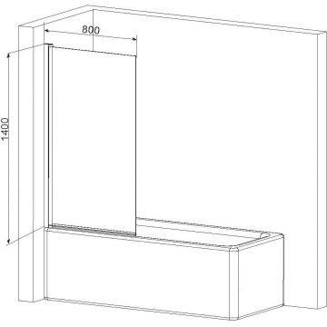 Душевая шторка Am.Pm (Ам.Пм) Gem на борт ванны 80х140, поворотная, профиль хром, стекло прозрачное W90BS-D080-140CT