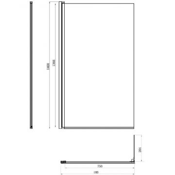 Душева шторка Am.Pm (Ам.Пм) на борт ванны 150х80,профиль хром,стекло прозрачное, DX35WBS-D7W1-150MT