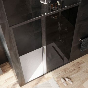 Душевая дверь Am.Pm (Ам.Пм) Gem Solo 140х195, стекло тонированное, профиль черный матовый W90G-140-1-195BG