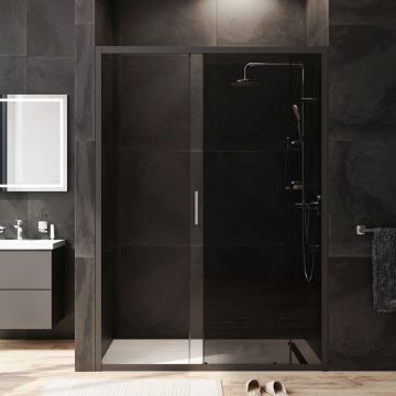 Душевая дверь Am.Pm (Ам.Пм) Gem Solo 140х195, стекло тонированное, профиль черный матовый W90G-140-1-195BG