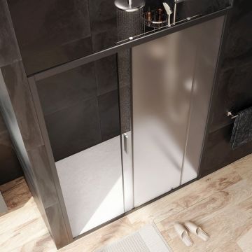 Душевая дверь Am.Pm (Ам.Пм) Gem Solo 140х195, стекло матовое, профиль черный матовый W90G-140-1-195BM