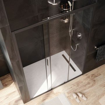 Душевая дверь Am.Pm (Ам.Пм) Gem Solo 140х195, стекло прозрачное, профиль черный матовый W90G-140-1-195BT