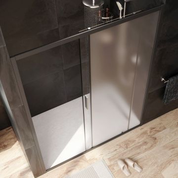 Душевая дверь Am.Pm (Ам.Пм) Gem Solo 150х195, стекло матовое, профиль черный матовый W90G-150-1-195BM