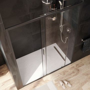 Душевая дверь Am.Pm (Ам.Пм) Gem Solo 150х195, стекло прозрачное, профиль черный матовый W90G-150-1-195BT