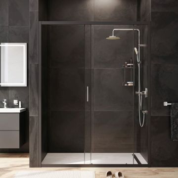 Душевая дверь Am.Pm (Ам.Пм) Gem Solo 150х195, стекло прозрачное, профиль черный матовый W90G-150-1-195BT