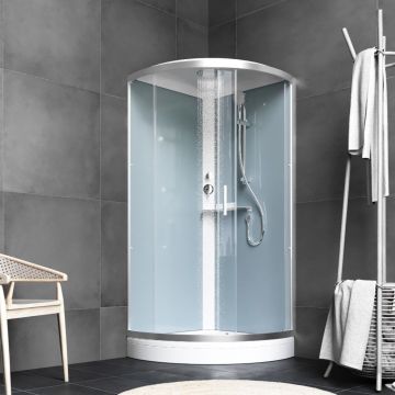 Душевая кабина Am.Pm (Ам.Пм) X-Joy 90x90, 1/4 круга, профиль белый, стекло прозрачное W88C-401-090WT