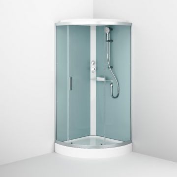 Душевая кабина Am.Pm (Ам.Пм) X-Joy 90x90, 1/4 круга, профиль белый, стекло прозрачное W88C-401-090WT