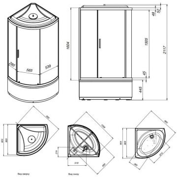 Душевая кабина Am.Pm (Ам.Пм) X-Joy Deep 90x90, 1/4 круга, профиль белый, стекло прозрачное W88C-401A-090WT