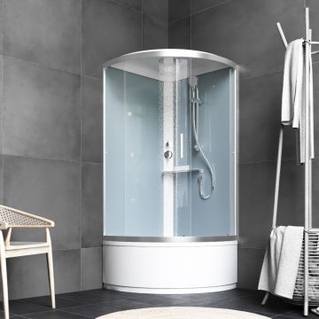 Душевая кабина Am.Pm (Ам.Пм) X-Joy Deep 90x90, 1/4 круга, профиль белый, стекло прозрачное W88C-401A-090WT