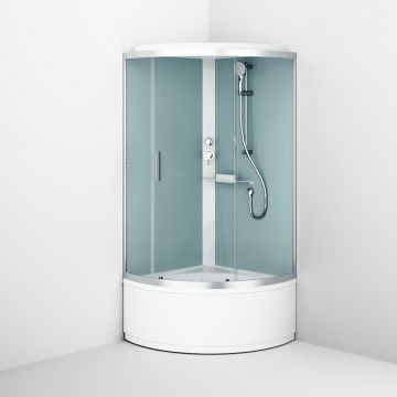 Душевая кабина Am.Pm (Ам.Пм) X-Joy Deep 90x90, 1/4 круга, профиль белый, стекло прозрачное W88C-401A-090WT