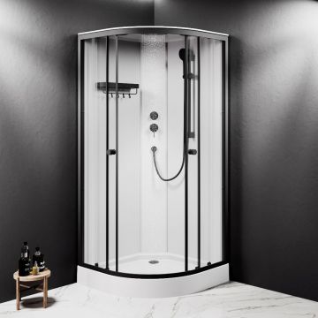 Душевая кабина Am.Pm (Ам.Пм) X-Joy 90x90, 1/4 круга, профиль мат.черный, стекло прозрачное W94C-401-090BT