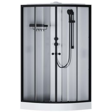 Душевая кабина Am.Pm (Ам.Пм) X-Joy 100x100, 1/4 круга, профиль мат.черный, стекло прозрачное W94C-401-100BT