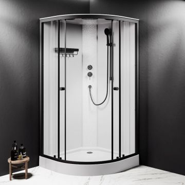 Душевая кабина Am.Pm (Ам.Пм) X-Joy 100x100, 1/4 круга, профиль мат.черный, стекло прозрачное W94C-401-100BT