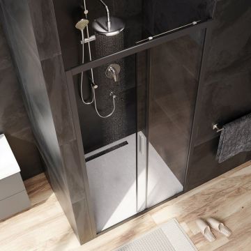 Душевая дверь Am.Pm (Ам.Пм) Gem Solo 100х195, стекло прозрачное, профиль черный матовый W90G-100-1-195BT