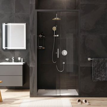 Душевая дверь Am.Pm (Ам.Пм) Gem Solo 100х195, стекло прозрачное, профиль черный матовый W90G-100-1-195BT