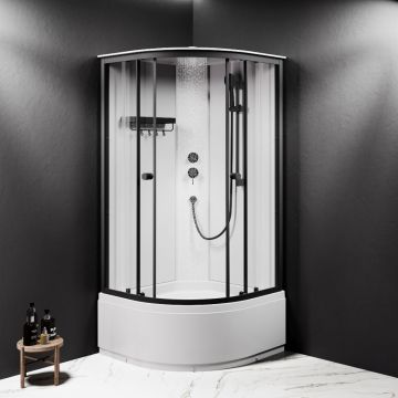 Душевая кабина Am.Pm (Ам.Пм) X-Joy Deep 90x90, 1/4 круга, профиль мат.черный, стекло прозрачное W94C-401A-090BT