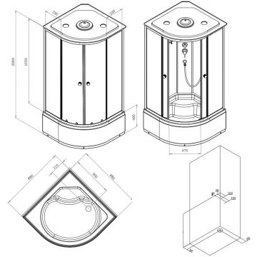 Душевая кабина Am.Pm (Ам.Пм) X-Joy Deep 90x90, 1/4 круга, профиль мат.хром, стекло прозрачное W94C-401A-090MT