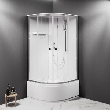 Душевая кабина Am.Pm (Ам.Пм) X-Joy Deep 90x90, 1/4 круга, профиль мат.хром, стекло прозрачное W94C-401A-090MT