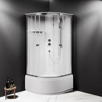 Душевая кабина Am.Pm (Ам.Пм) X-Joy Deep 90x90, 1/4 круга, профиль мат.хром, стекло прозрачное W94C-401A-090MT