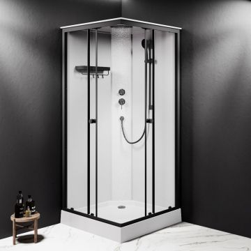 Душевая кабина Am.Pm (Ам.Пм) X-Joy Square 90x90, профиль мат.черный, стекло прозрачное W94C-403-090BT