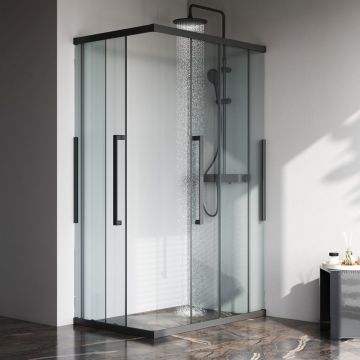 Душевое ограждение Am.Pm (Ам.Пм) Func Square Slide 120х80, черный, прозрачное W84G-403-12080-BТ
