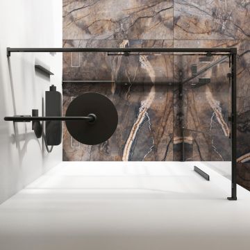 Душевое ограждение Am.Pm (Ам.Пм) Func Square Slide 120х80, черный, прозрачное W84G-403-12080-BТ