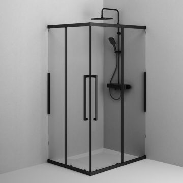 Душевое ограждение Am.Pm (Ам.Пм) Func Square Slide 120х80, черный, прозрачное W84G-403-12080-BТ