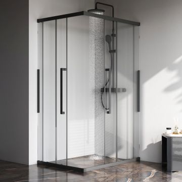 Душевое ограждение Am.Pm (Ам.Пм) Func Square Slide 120х90, черный, прозрачное W84G-403-12090-BТ