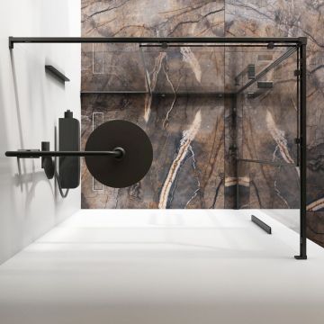 Душевое ограждение Am.Pm (Ам.Пм) Func Square Slide 120х90, черный, прозрачное W84G-403-12090-BТ