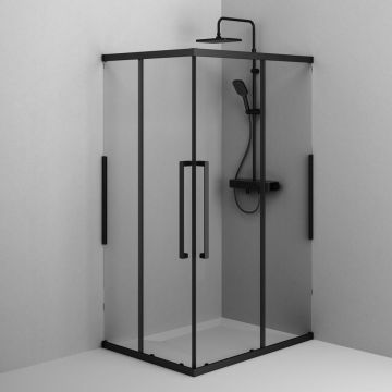 Душевое ограждение Am.Pm (Ам.Пм) Func Square Slide 120х90, черный, прозрачное W84G-403-12090-BТ