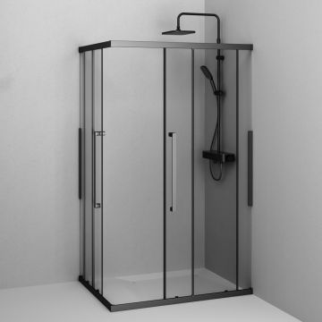 Душевое ограждение Am.Pm (Ам.Пм) Func Square Slide 120х90, черный, прозрачное W84G-403-12090-BТ