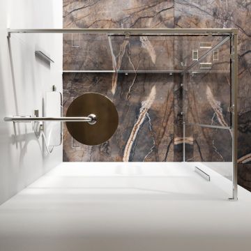 Душевое ограждение Am.Pm (Ам.Пм) Func Square Slide 120х90, мат хром, прозрачное W84G-403-12090-MТ