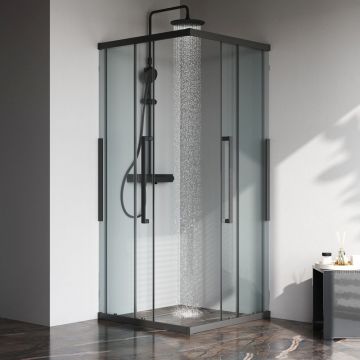 Душевое ограждение Am.Pm (Ам.Пм) Func Square Slide 90х90, черный, прозрачное W84G-403-9090-BТ