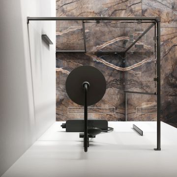 Душевое ограждение Am.Pm (Ам.Пм) Func Square Slide 90х90, черный, прозрачное W84G-403-9090-BТ