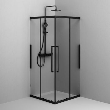 Душевое ограждение Am.Pm (Ам.Пм) Func Square Slide 90х90, черный, прозрачное W84G-403-9090-BТ