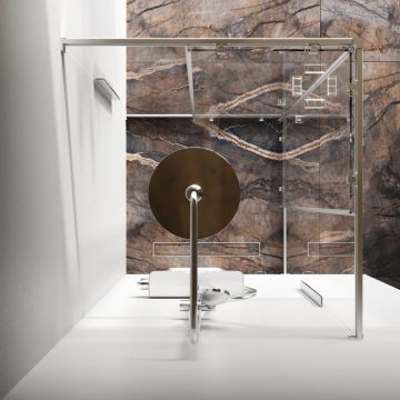 Душевое ограждение Am.Pm (Ам.Пм) Func Square Slide 90х90, мат хром, прозрачное W84G-403-9090-MT