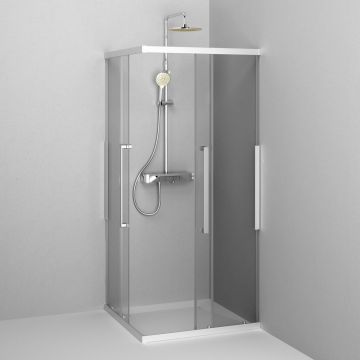 Душевое ограждение Am.Pm (Ам.Пм) Func Square Slide 90х90, мат хром, прозрачное W84G-403-9090-MT