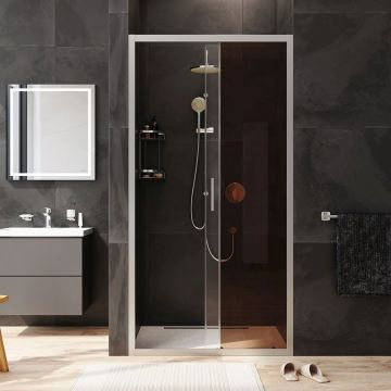 Душевая дверь Am.Pm (Ам.Пм) Gem Solo 100х195, стекло бронзовое, профиль матовый хром W90G-100-1-195MBr