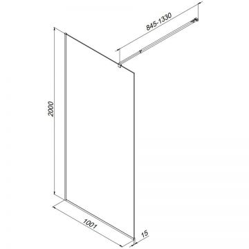 Душевая перегородка Am.Pm (Ам.Пм) Func 100x200, стекло прозр. 8 мм + покрытие, профиль мат хром W84WI-100-F1-MTE