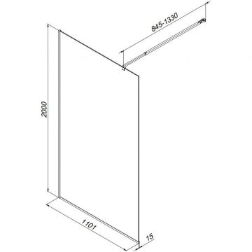 Душевая перегородка Am.Pm (Ам.Пм) Func 110x200, стекло прозр. 8 мм + покрытие, профиль мат хром W84WI-110-F1-MTE