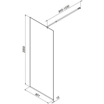 Душевая перегородка Am.Pm (Ам.Пм) Func 80x200, стекло прозр. 8 мм + покрытие, профиль мат хром W84WI-80-F1-MTE