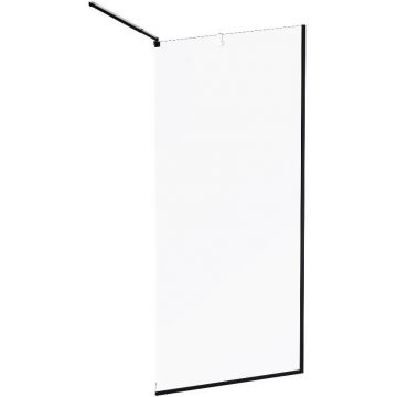 Душевая перегородка Am.Pm (Ам.Пм) Func 90x200, стекло прозр. 8 мм + покрытие, профиль черный W84WI-90-F1-BTE