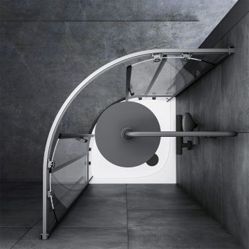 Душевое ограждение Am.Pm (Ам.Пм) Gem 1/4 Rond 80x80 стекло прозрачное, профиль черный матовый, W90G-401-080BT